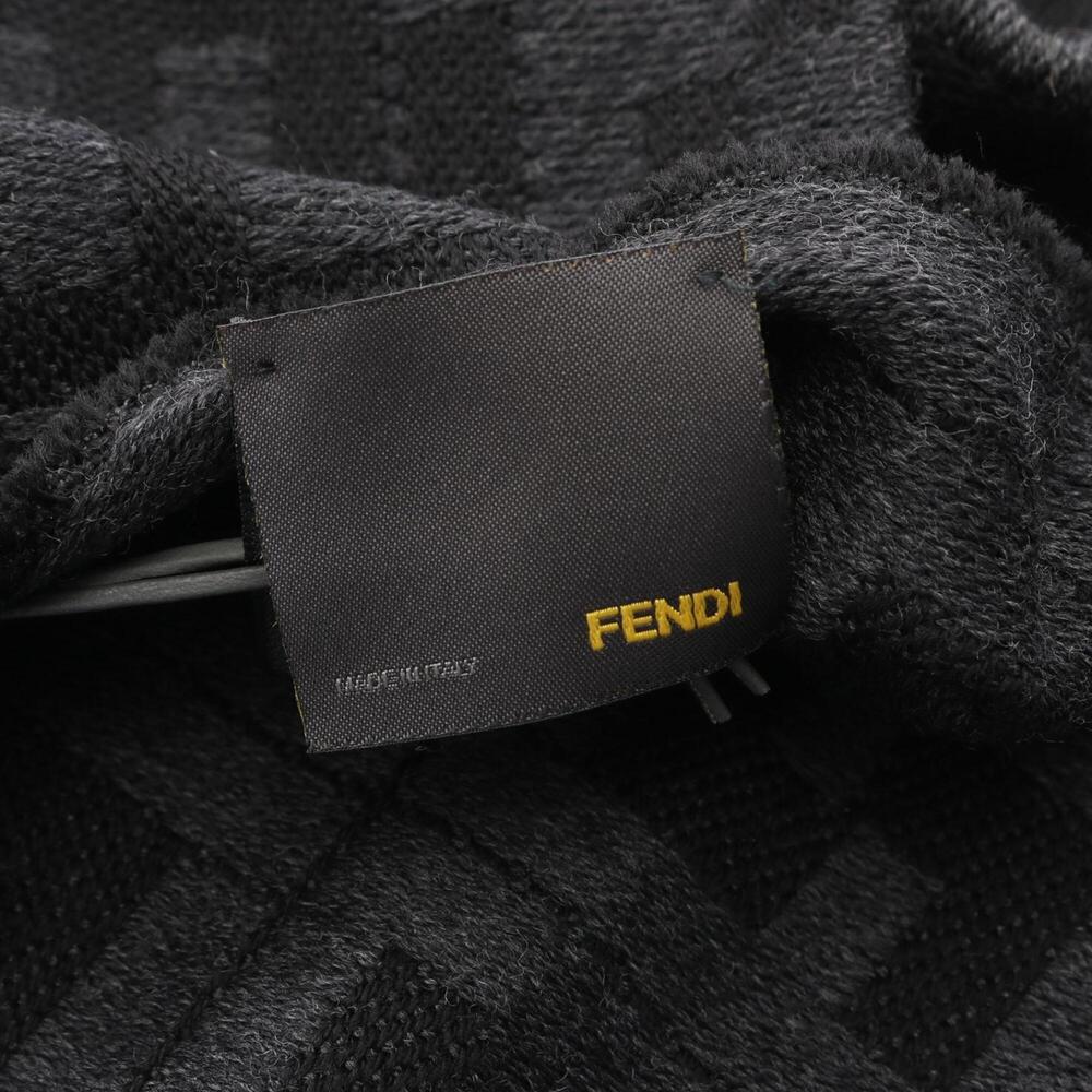 Fendi FF pattern wool scarf for men, available in black and gray. - Picture 3 of 6